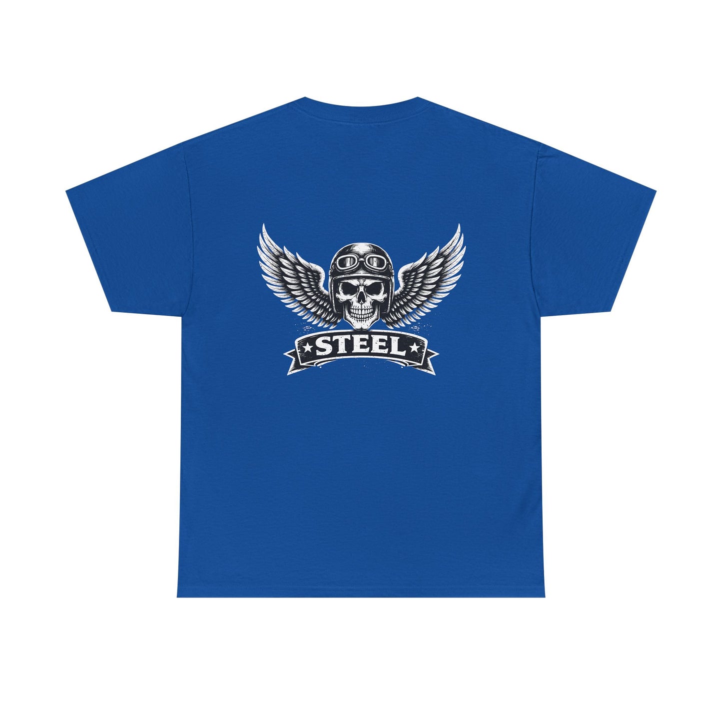 Steel Skull Wing Tee — Biker Skull Graphic T-Shirt