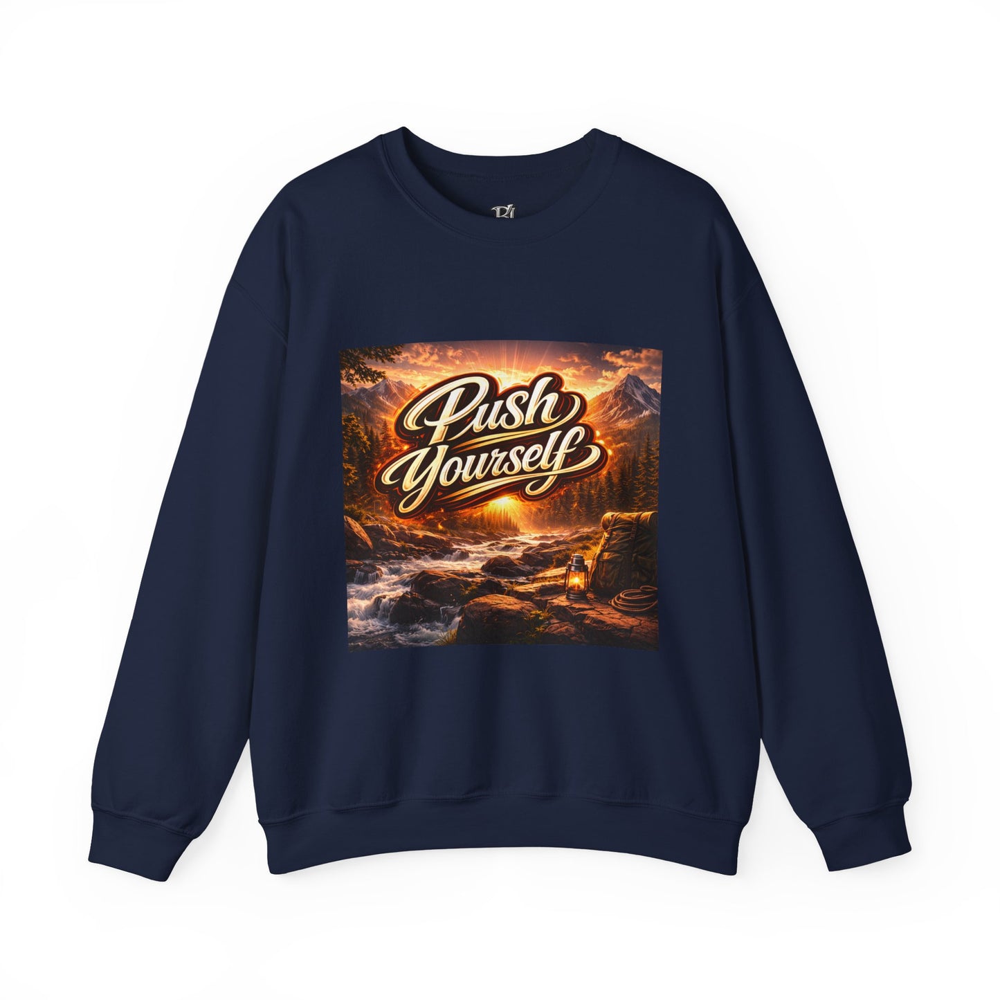 Crewneck Sweatshirt - "Push Yourself" Motivational Scenic Graphic
