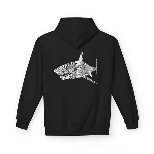 Shark Word Art Hoodie - Unisex Fleece Sweatshirt