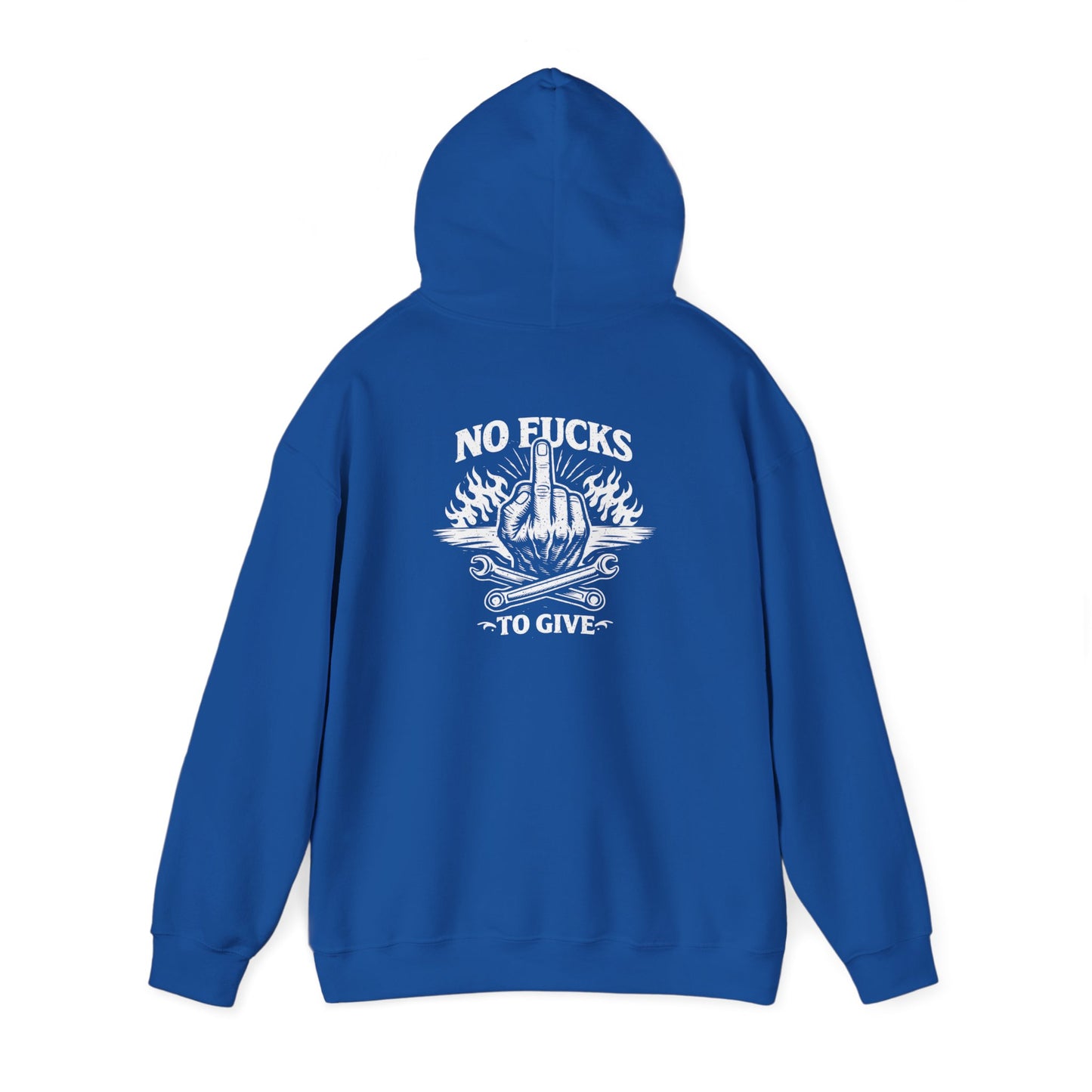 Hoodie - "No Fucks To Give" Graphic Hoodie with Flame & Middle Finger Design