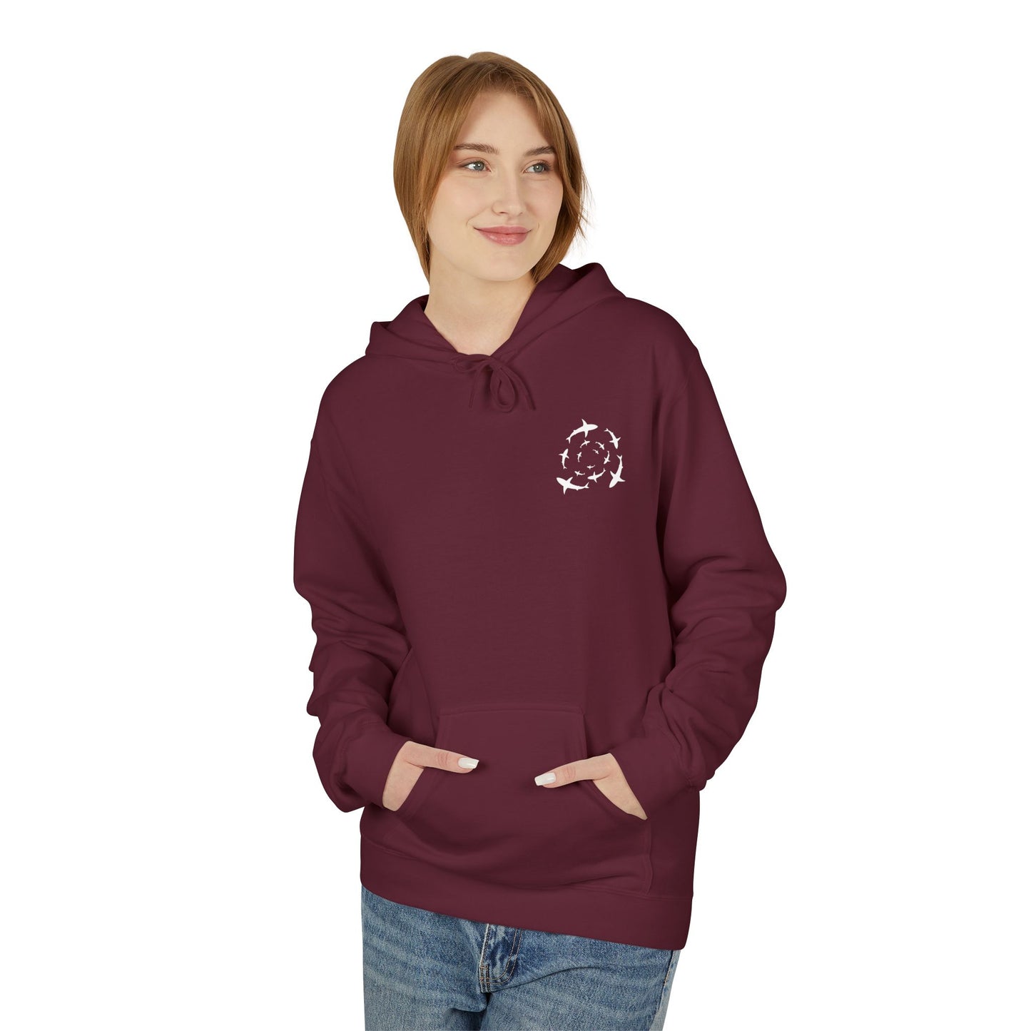 Shark Word Art Hoodie - Unisex Fleece Sweatshirt