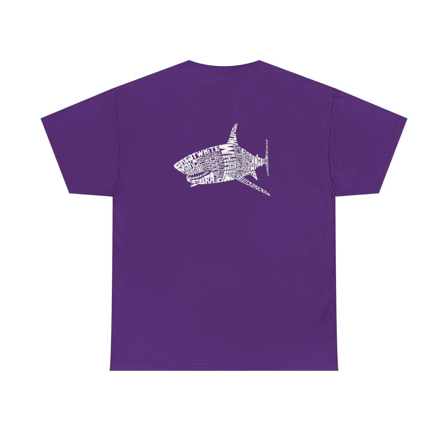 Shark Word Art Graphic Tee, Unisex Short Sleeve Cotton T-Shirt