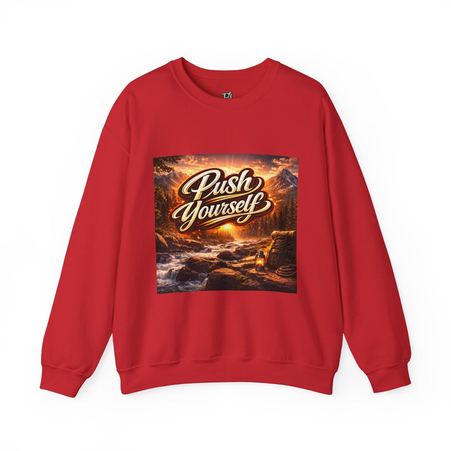 Crewneck Sweatshirt - "Push Yourself" Motivational Scenic Graphic