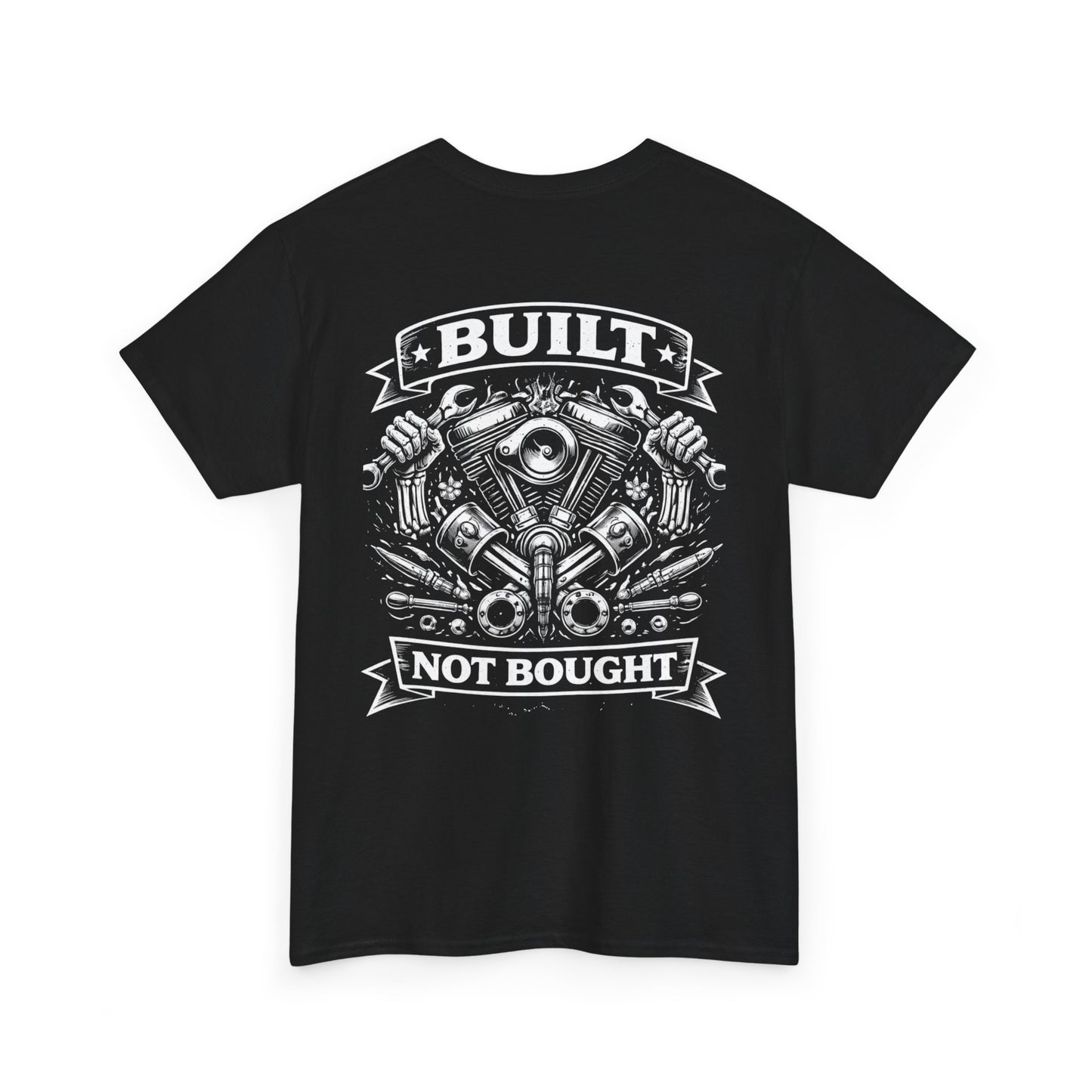 Built Not Bought Tee — Motorcycle Engine Mechanics Shirt