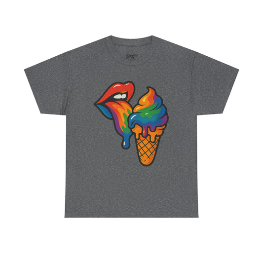 Colorful Ice Cream Lips Tee - Fun Summer Shirt, LGBTQ+ Pride Apparel, Unique Gift for Ice Cream Lovers, Casual Wear, Statement T-Shirt