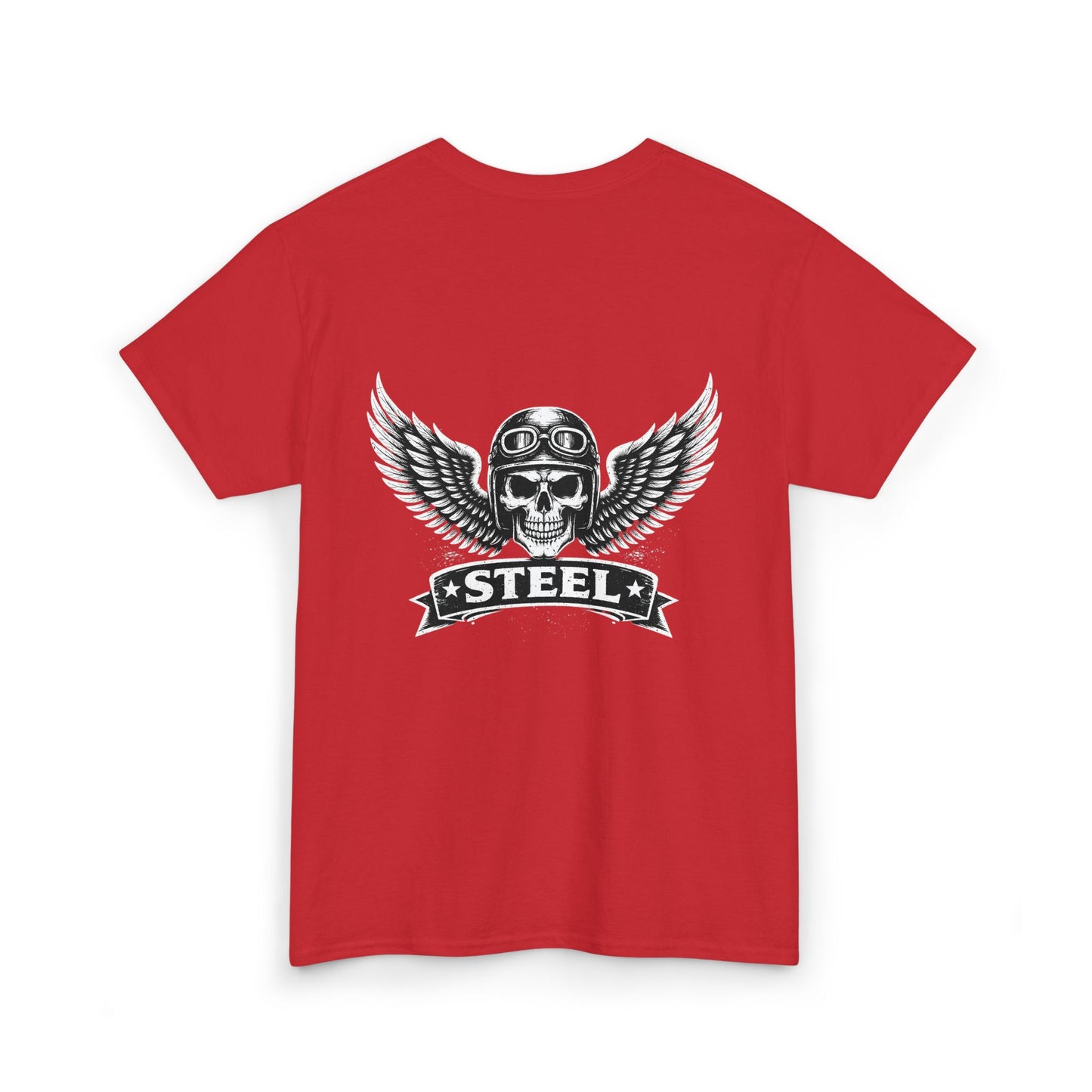 Steel Skull Wing Tee — Biker Skull Graphic T-Shirt