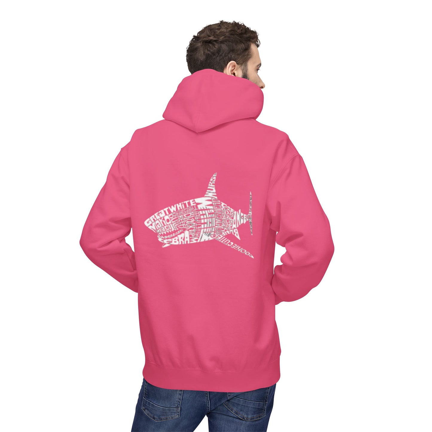 Shark Word Art Hoodie - Unisex Fleece Sweatshirt