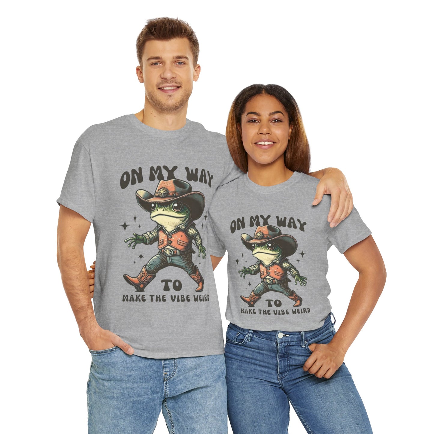 Playful Vibe Frog Tee | Unisex Heavy Cotton T-Shirt, Quirky Graphic Tee, Unique Gift, Casual Wear, Fun Humor Shirt