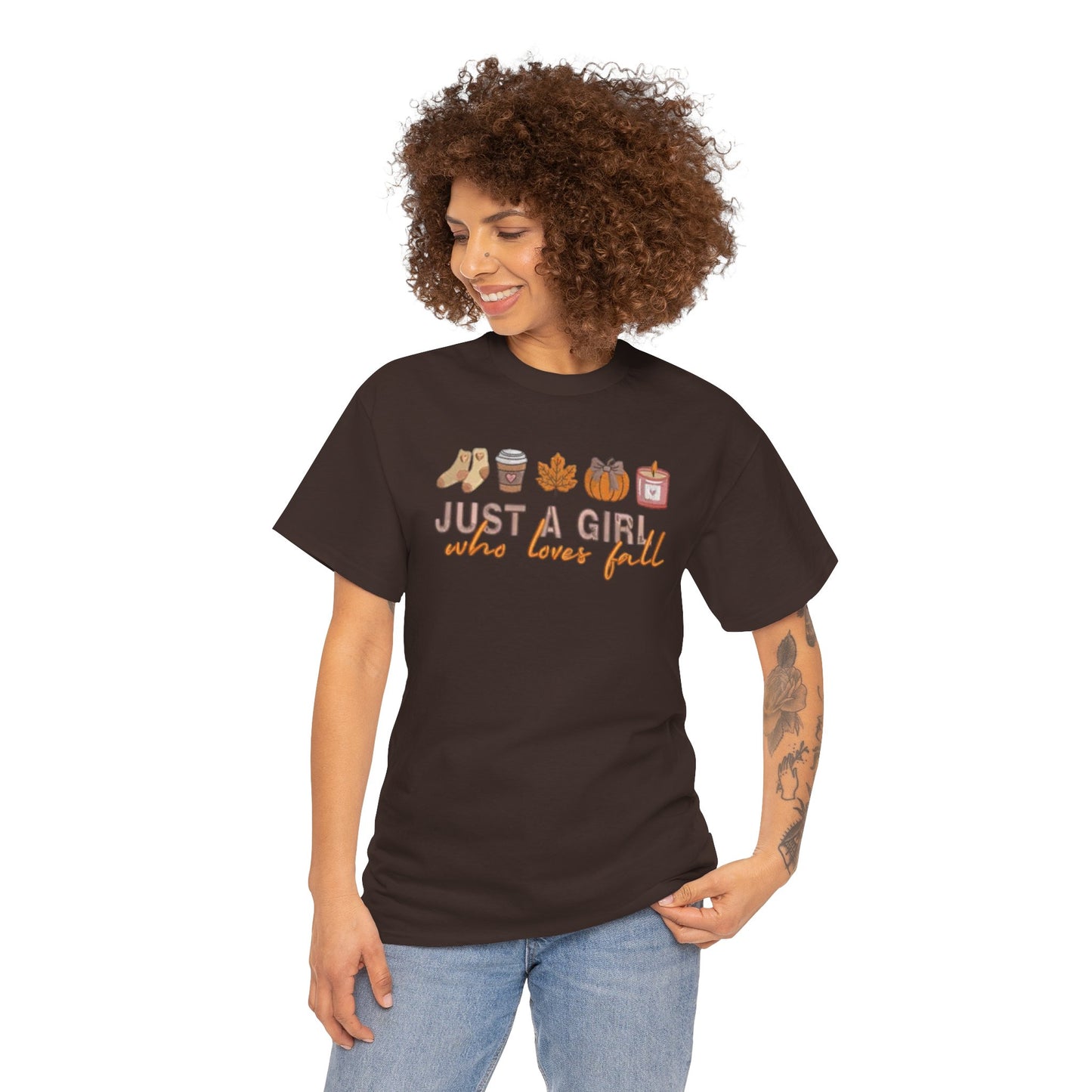 Just a Girl Who Loves Fall- Unisex Heavy Cotton Short Sleeve Tee