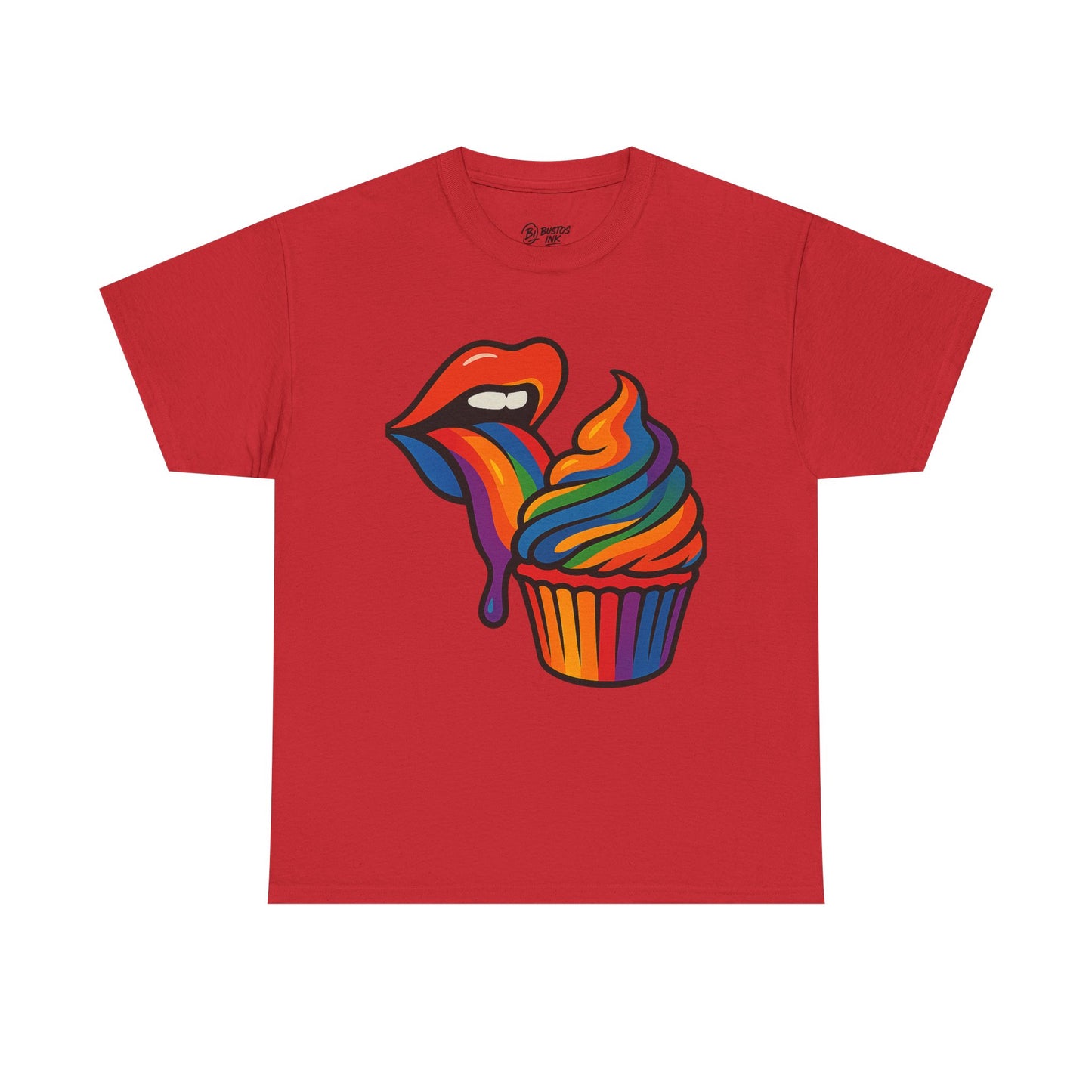 Rainbow Cupcake Unisex Tee, Fun Graphic Tee, Pride Shirt, Gift for Food Lovers, Vibrant Casual Wear