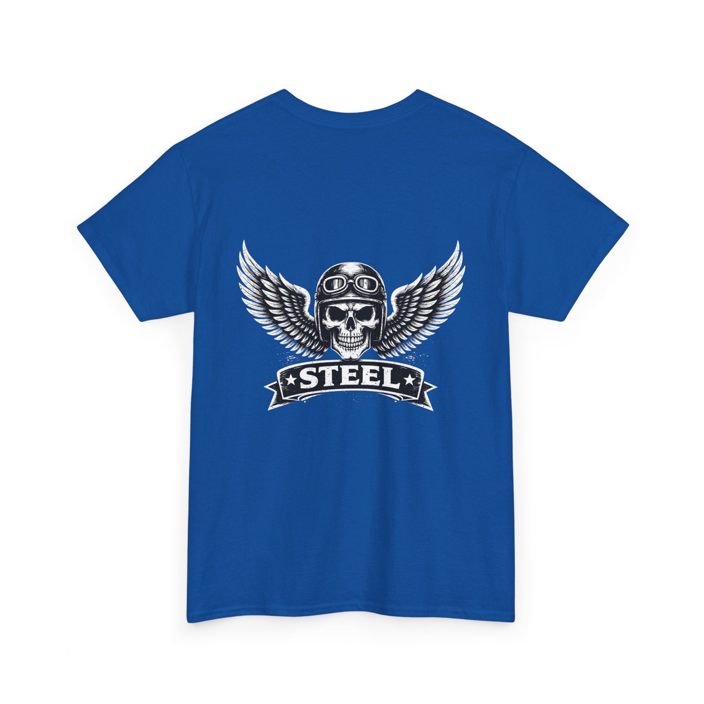 Steel Skull Wing Tee — Biker Skull Graphic T-Shirt