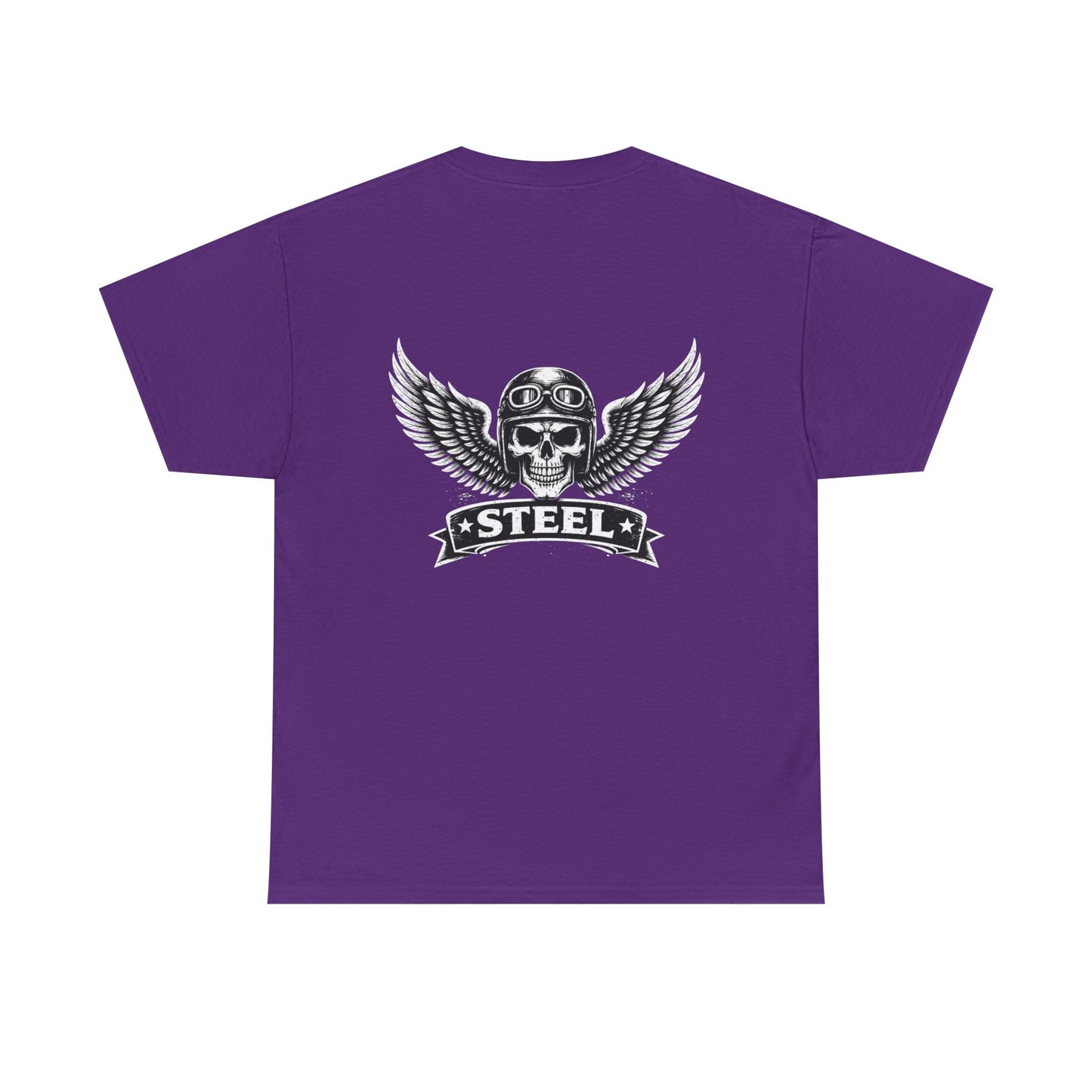 Steel Skull Wing Tee — Biker Skull Graphic T-Shirt