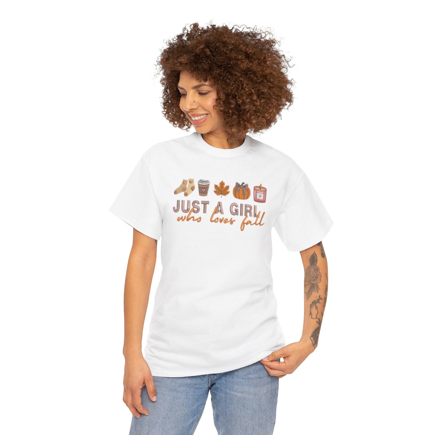 Just a Girl Who Loves Fall- Unisex Heavy Cotton Short Sleeve Tee