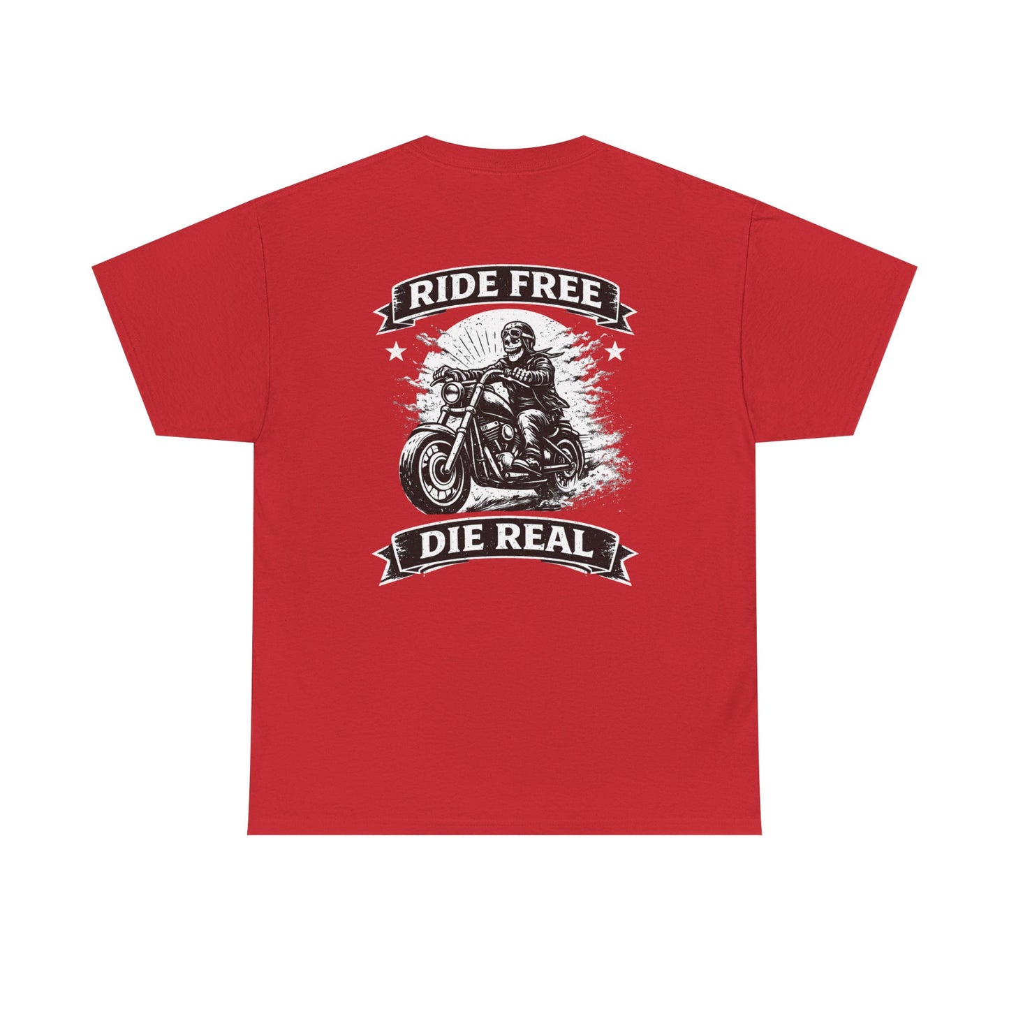 Ride Free Die Real Motorcycle Tee — Biker Vintage Skull Graphic T-Shirt