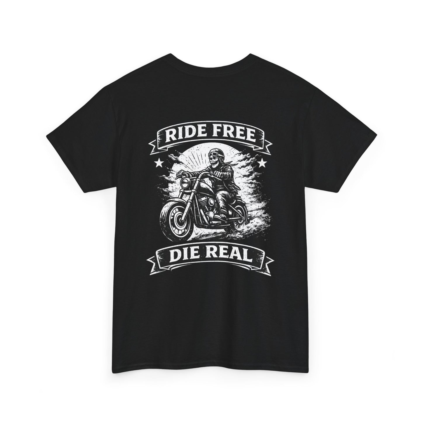 Ride Free Die Real Motorcycle Tee — Biker Vintage Skull Graphic T-Shirt