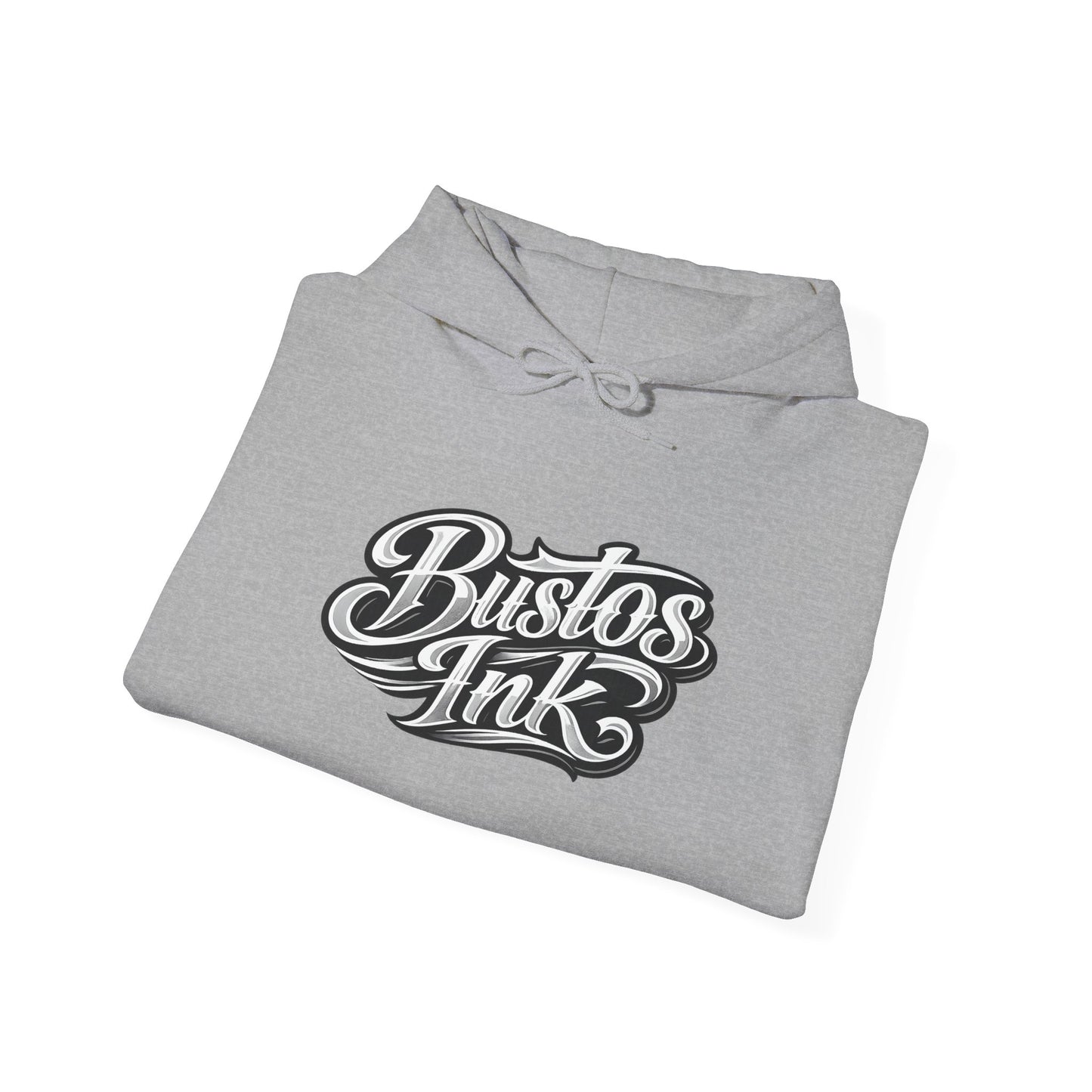 Bustos Ink Script Logo Hoodie — Graphic Streetwear Pullover