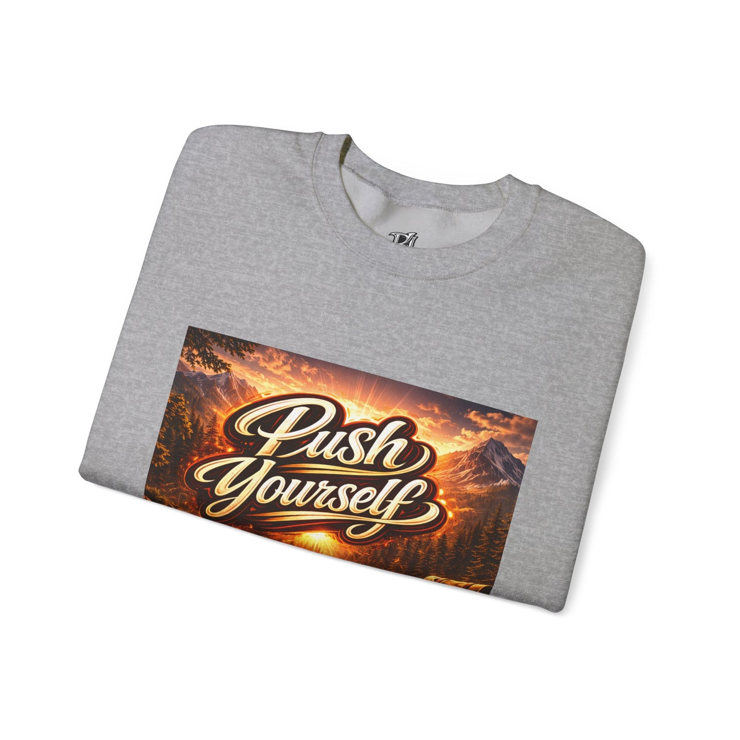 Crewneck Sweatshirt - "Push Yourself" Motivational Scenic Graphic