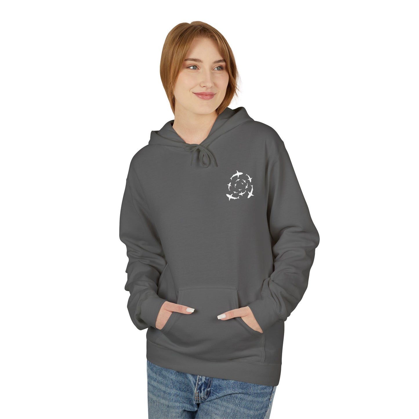 Shark Word Art Hoodie - Unisex Fleece Sweatshirt