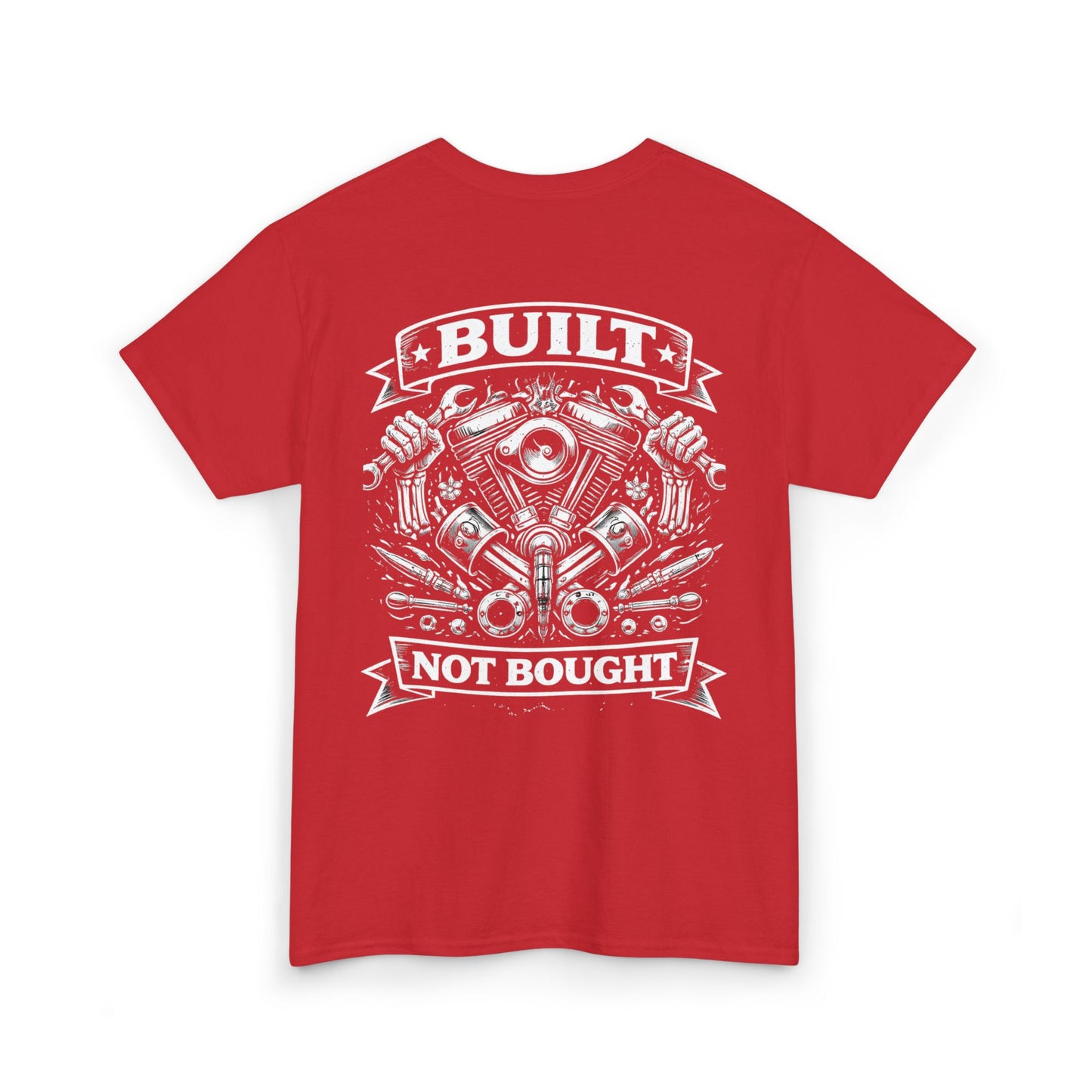 Built Not Bought Tee — Motorcycle Engine Mechanics Shirt