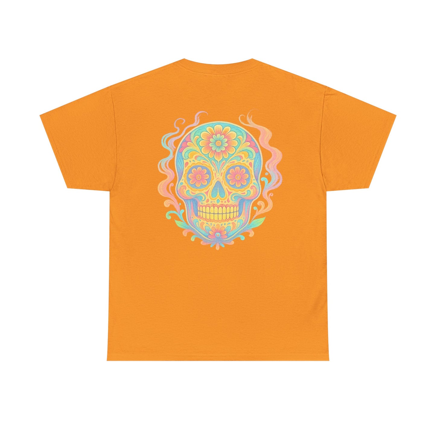 Colorful Skull Art Unisex Heavy Cotton Tee, Graphic Tee, Casual Wear, Unique Gift, Festival Apparel, Boho Style