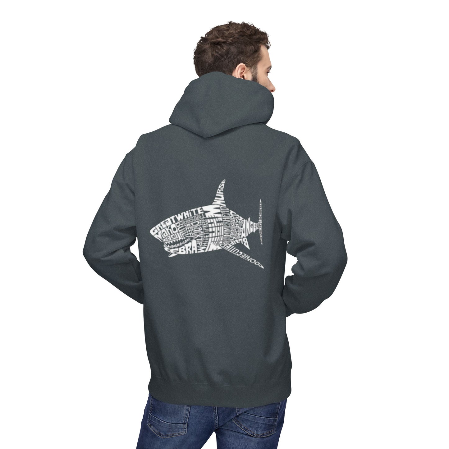 Shark Word Art Hoodie - Unisex Fleece Sweatshirt