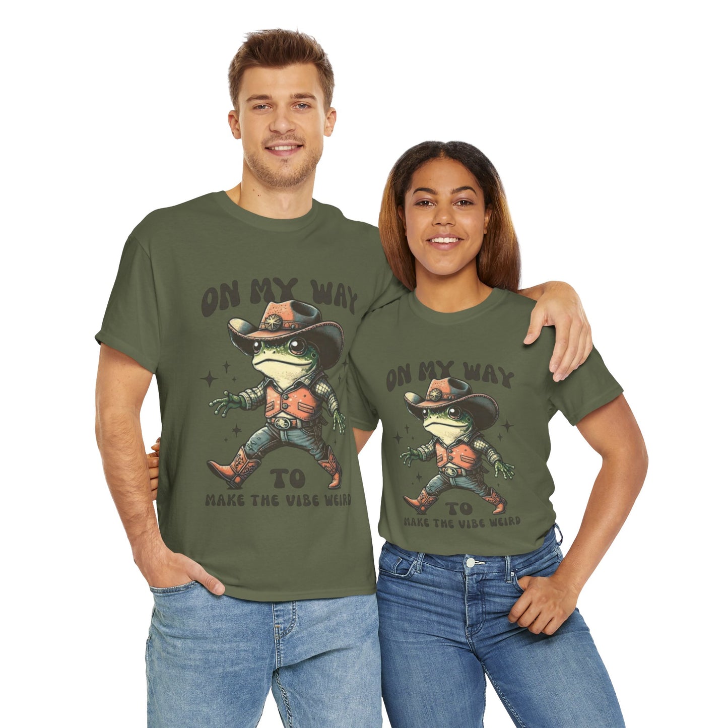 Playful Vibe Frog Tee | Unisex Heavy Cotton T-Shirt, Quirky Graphic Tee, Unique Gift, Casual Wear, Fun Humor Shirt