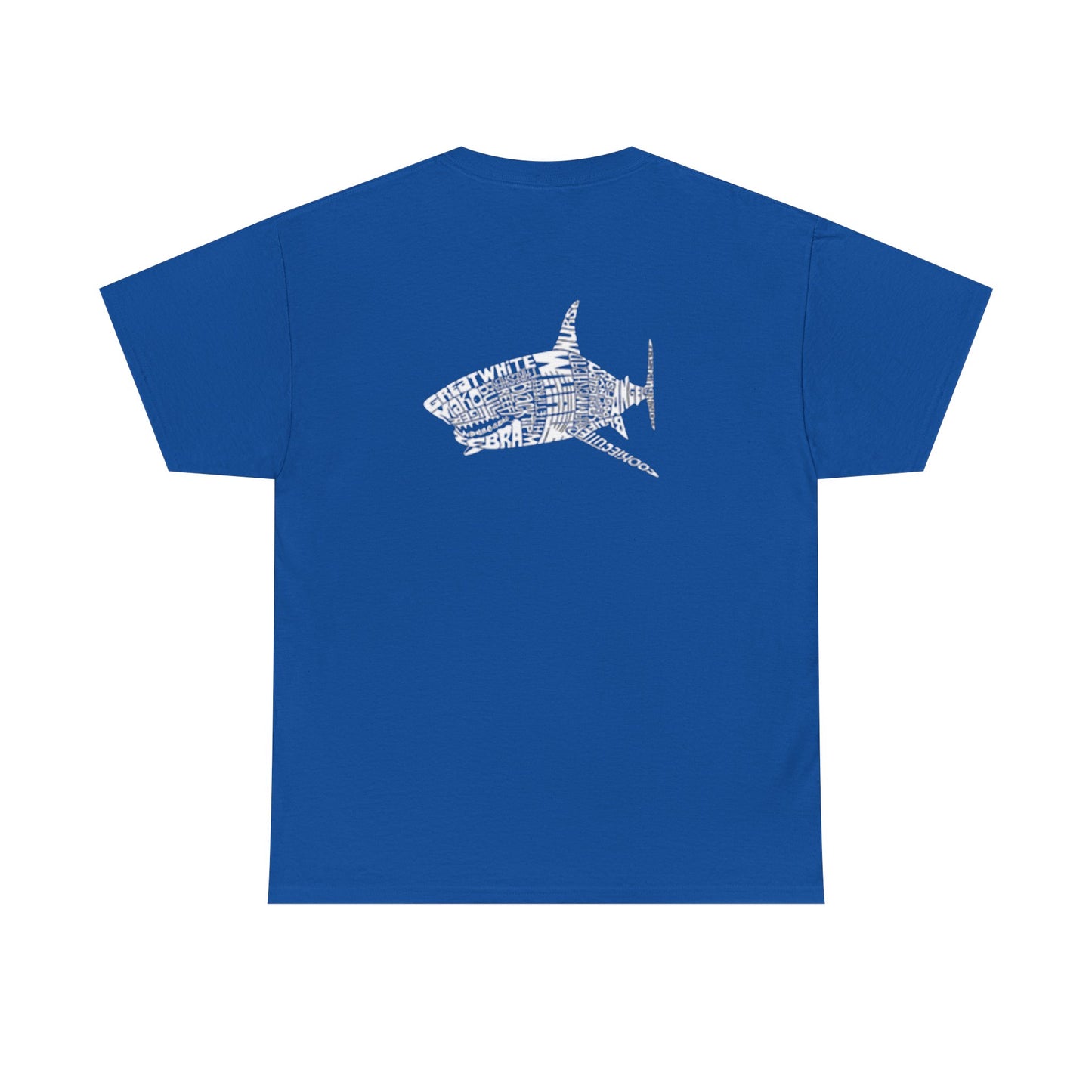 Shark Word Art Graphic Tee, Unisex Short Sleeve Cotton T-Shirt