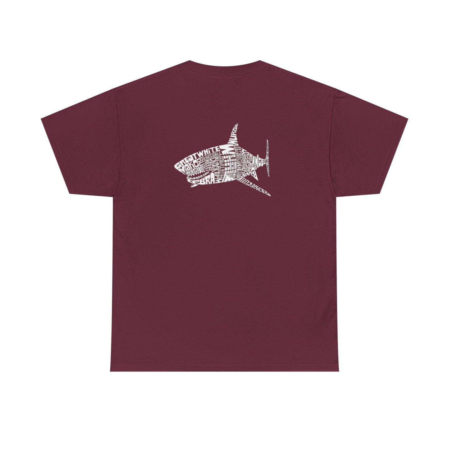 Shark Word Art Graphic Tee, Unisex Short Sleeve Cotton T-Shirt