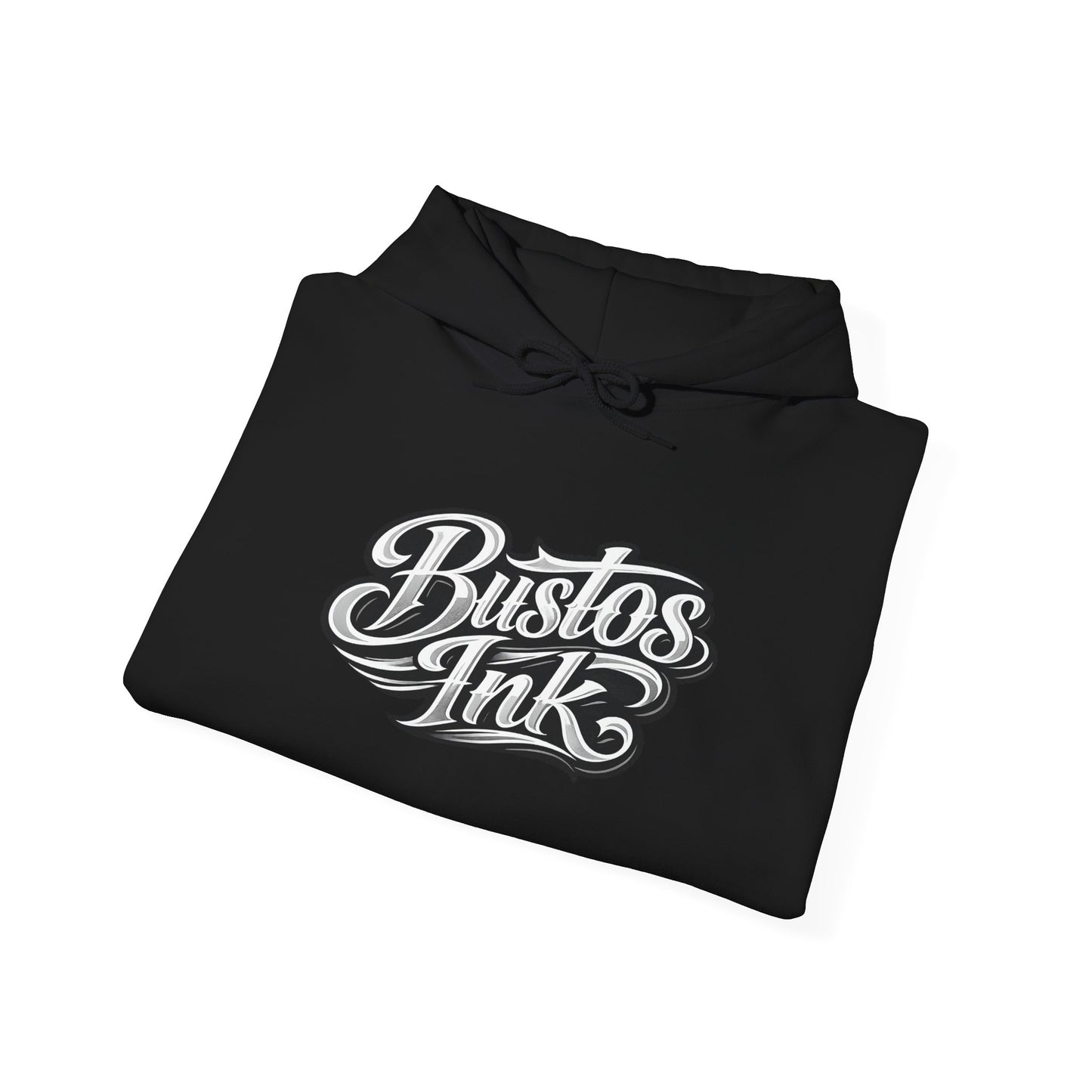 Bustos Ink Script Logo Hoodie — Graphic Streetwear Pullover