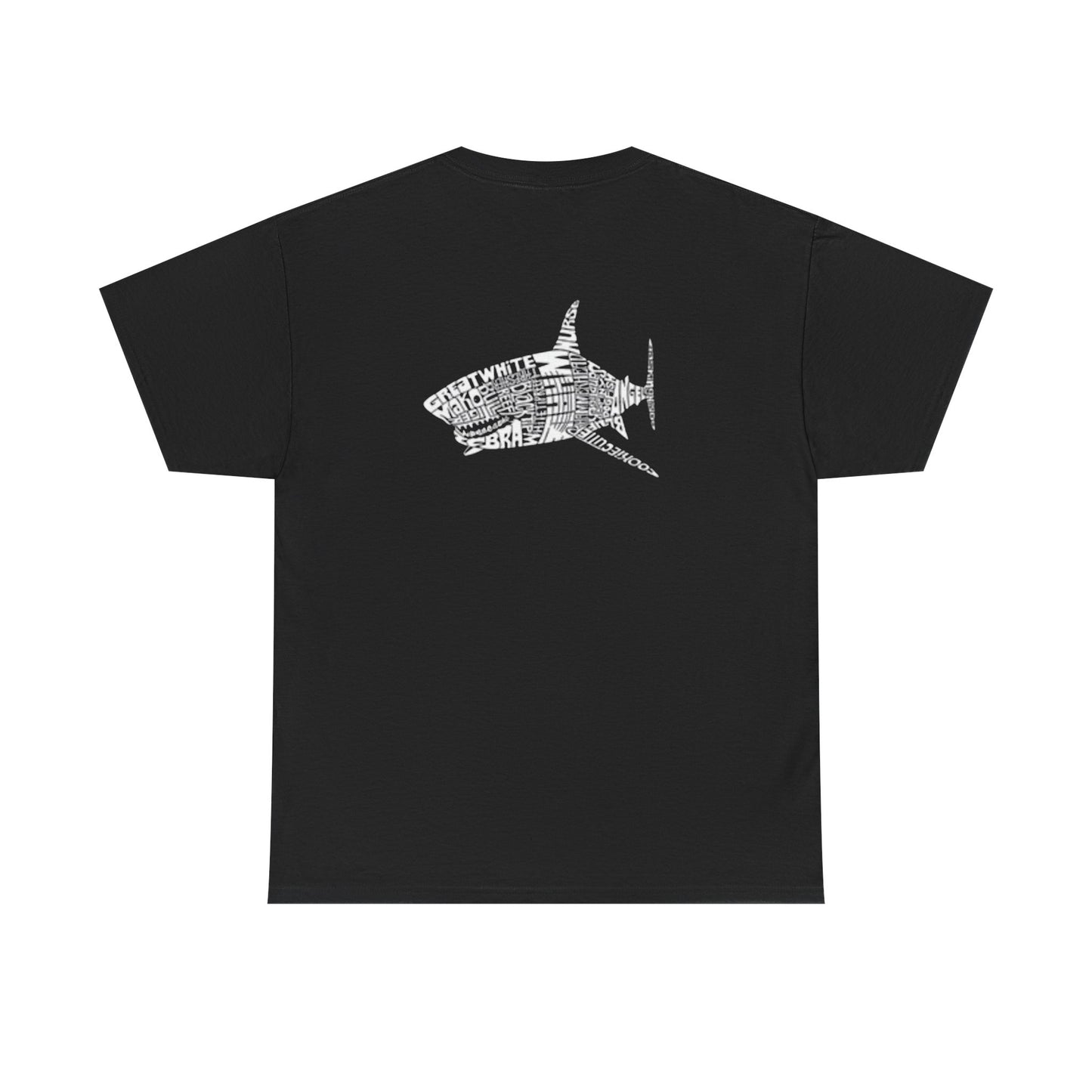 Shark Word Art Graphic Tee, Unisex Short Sleeve Cotton T-Shirt