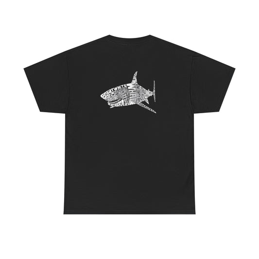 Shark Word Art Graphic Tee, Unisex Short Sleeve Cotton T-Shirt