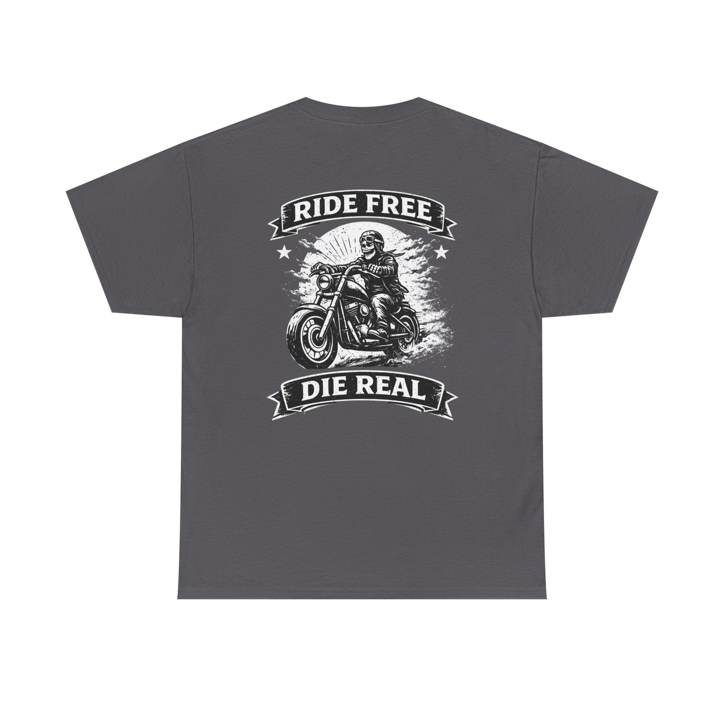 Ride Free Die Real Motorcycle Tee — Biker Vintage Skull Graphic T-Shirt