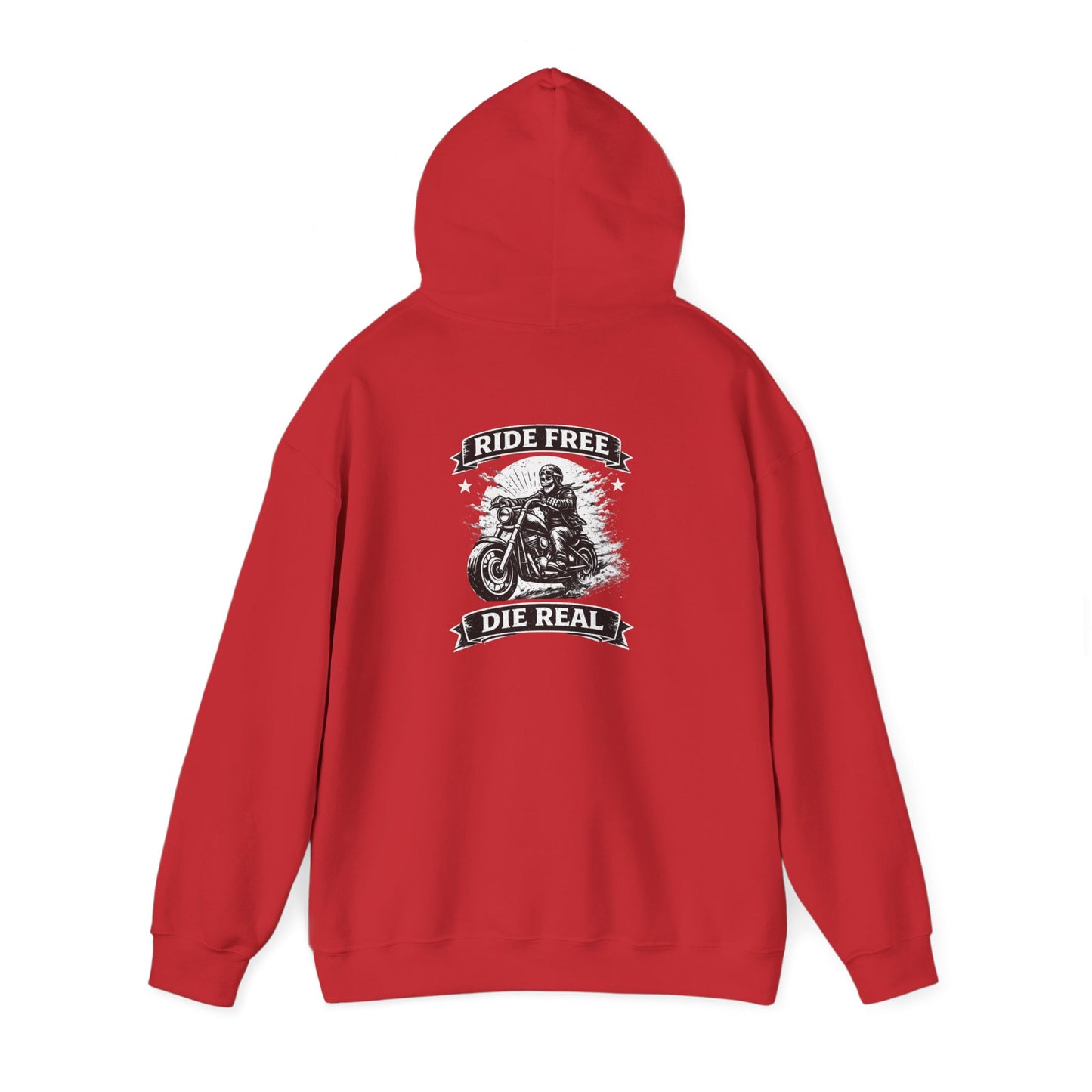 Motorcycle Rider Hoodie — "Ride Free, Die Real" Vintage Biker Graphic