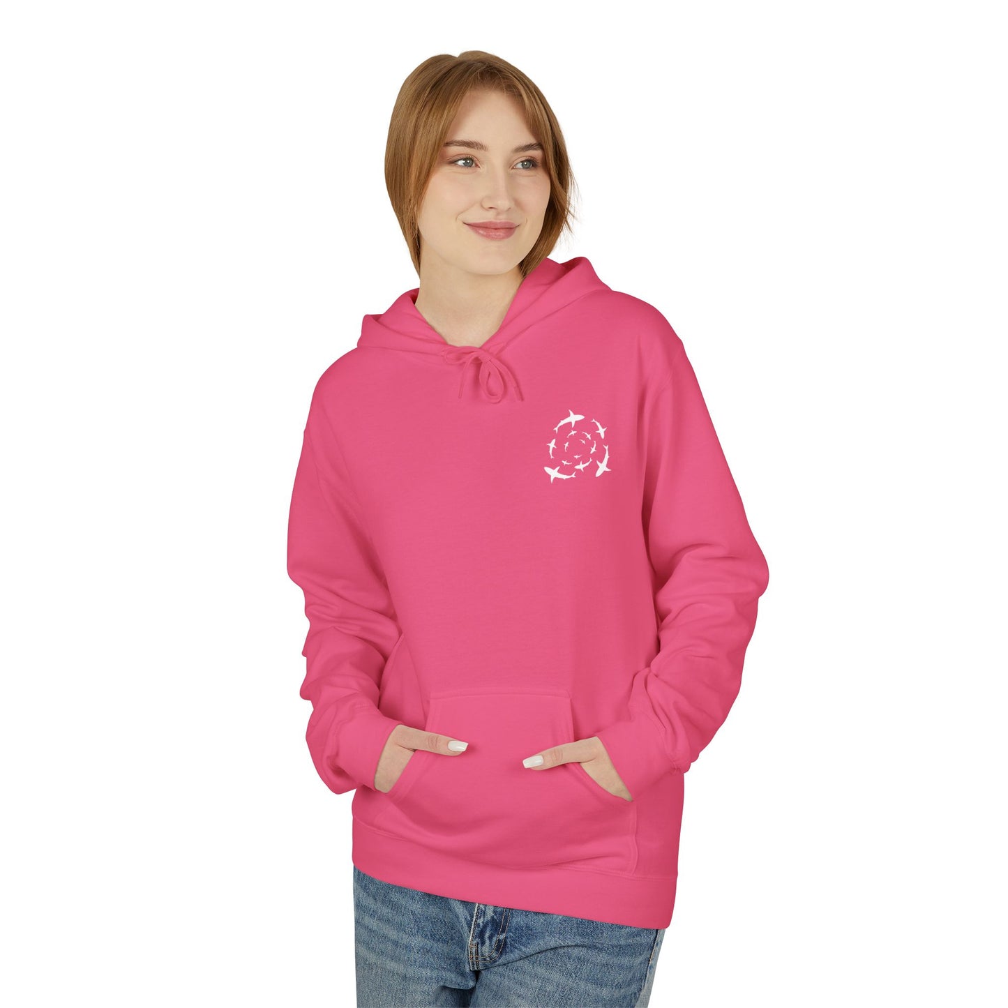 Shark Word Art Hoodie - Unisex Fleece Sweatshirt