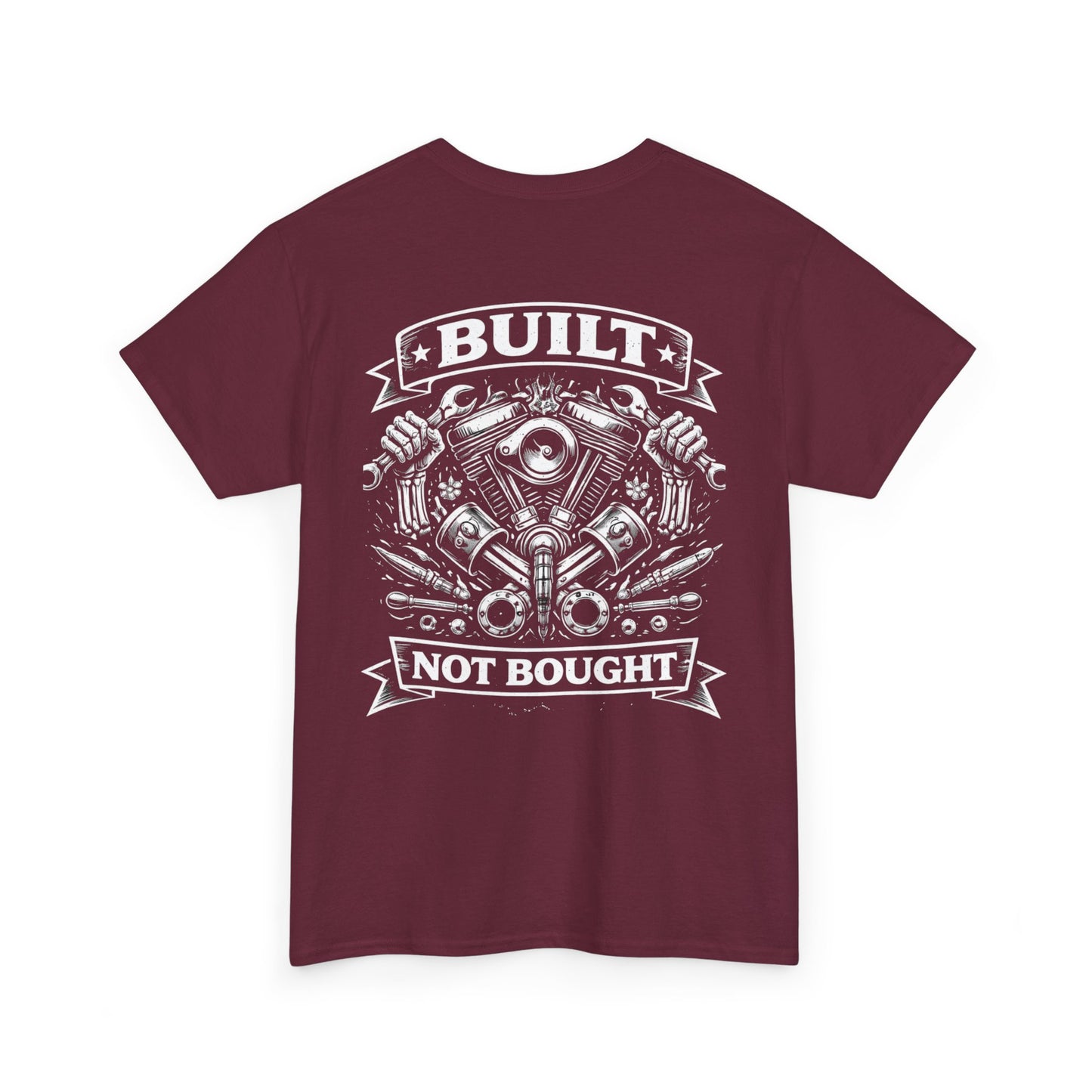 Built Not Bought Tee — Motorcycle Engine Mechanics Shirt