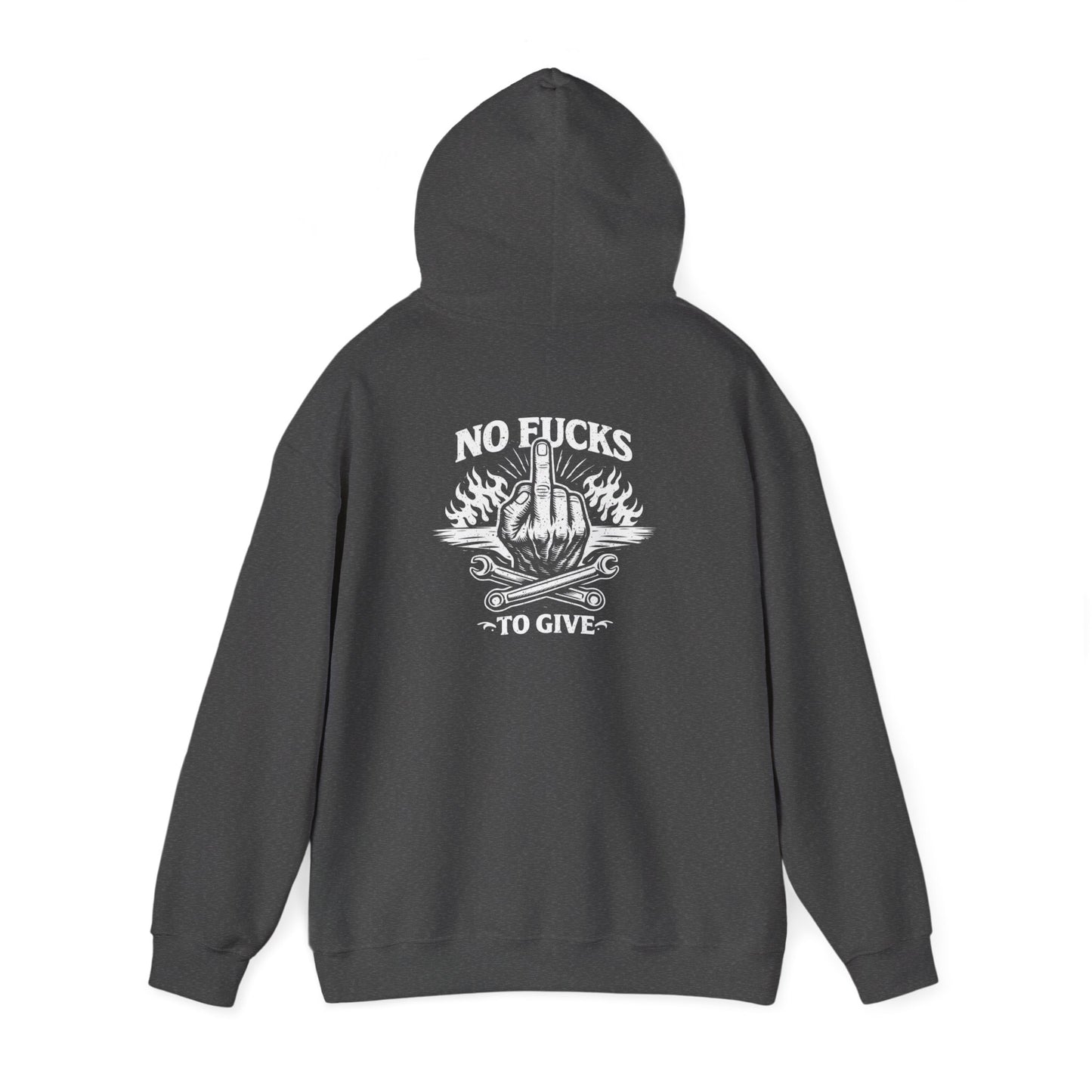 Hoodie - "No Fucks To Give" Graphic Hoodie with Flame & Middle Finger Design