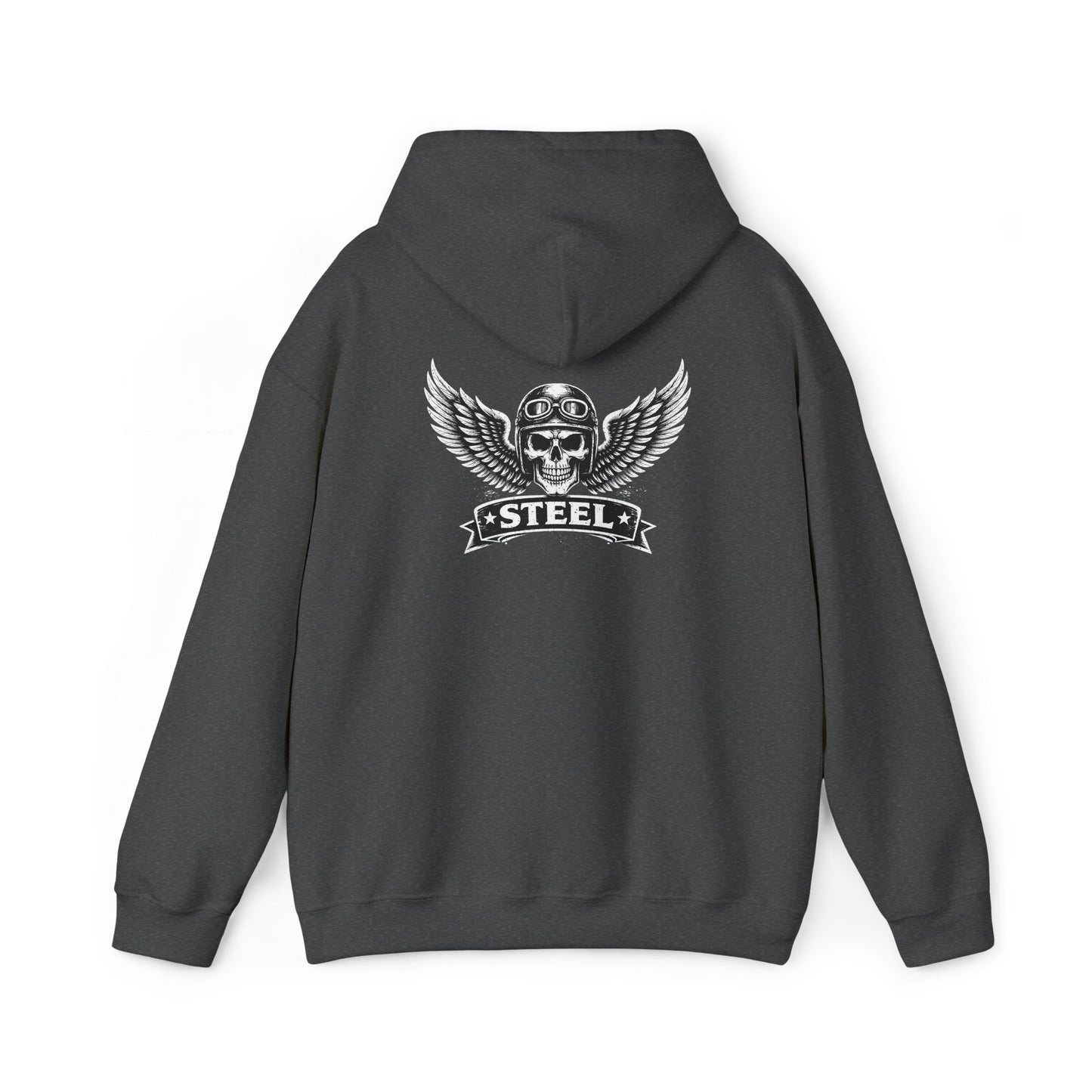 Skull & Wings Steel Hoodie — Retro Biker Pullover