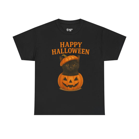 Halloween Cat Unisex Cotton Tee, Funny Halloween Shirt, Cute Cat T-Shirt, Spooky Season Wear, Gift for Cat Lovers